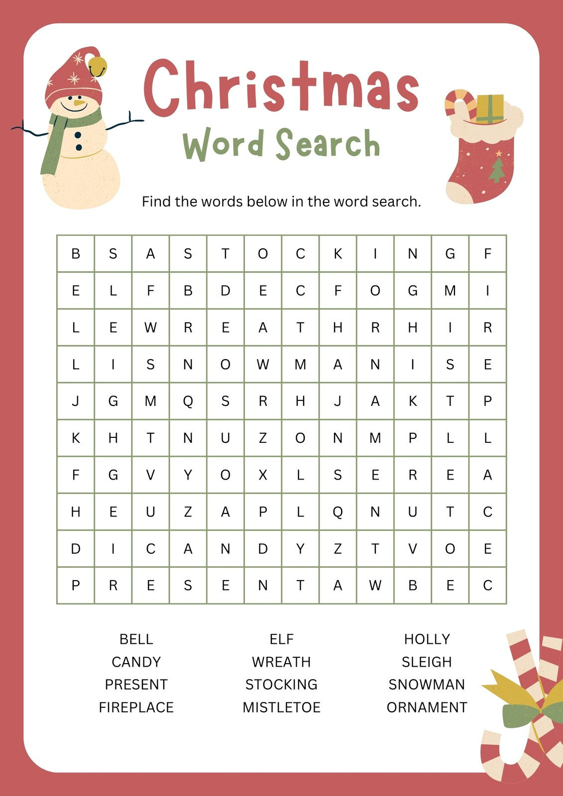 Free, Editable Christmas Worksheet Templates | Canva inside Free Online Christmas Word Search