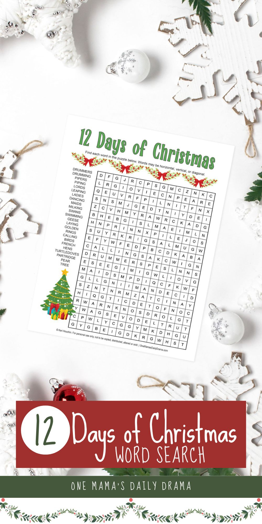 Fun Printable 12 Days Of Christmas Word Search Puzzle for 12 Days Of Christmas Word Search