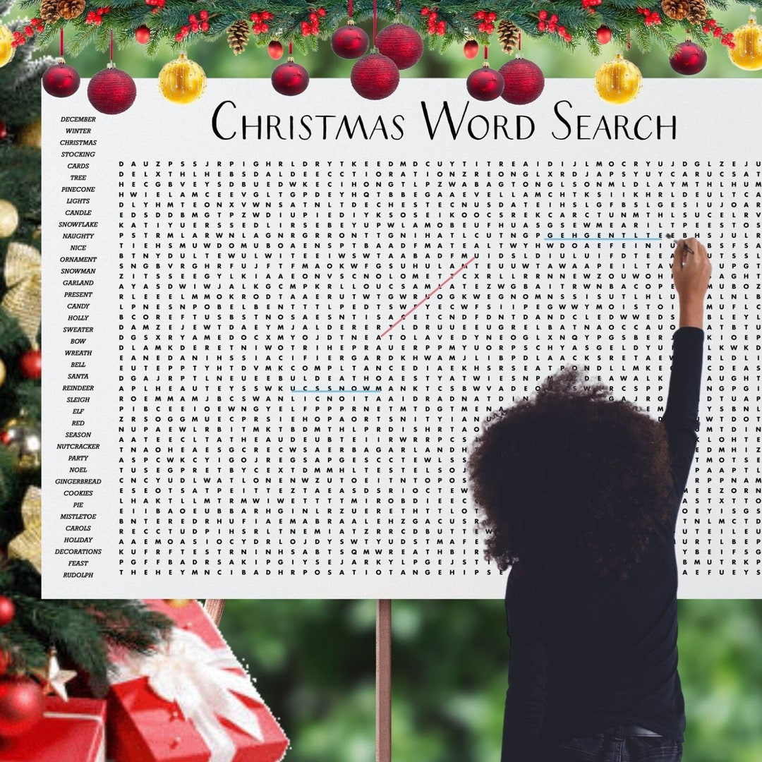 Giant Christmas Word Search, Christmas Game, Printable Xmas Word with Giant Christmas Word Search Answer Key