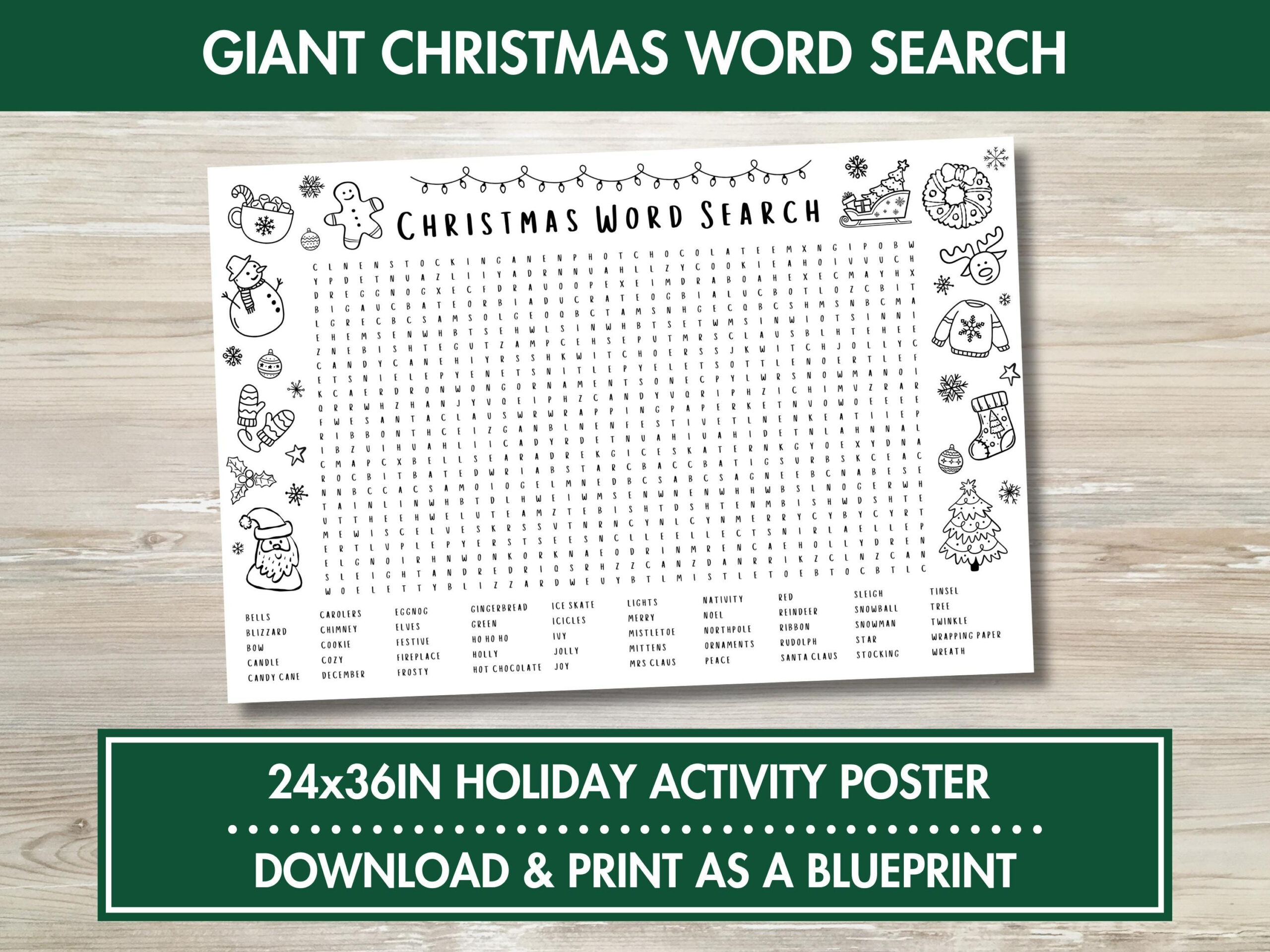 Giant Christmas Word Search - Etsy in Giant Christmas Word Search