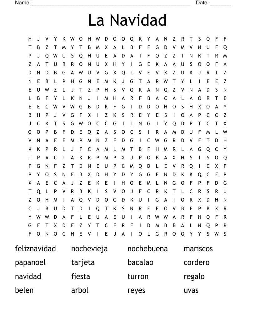 La Navidad Word Search - Wordmint pertaining to Free Spanish Christmas Word Search