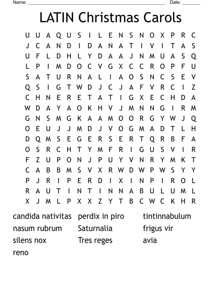 Christmas Carols Word Search