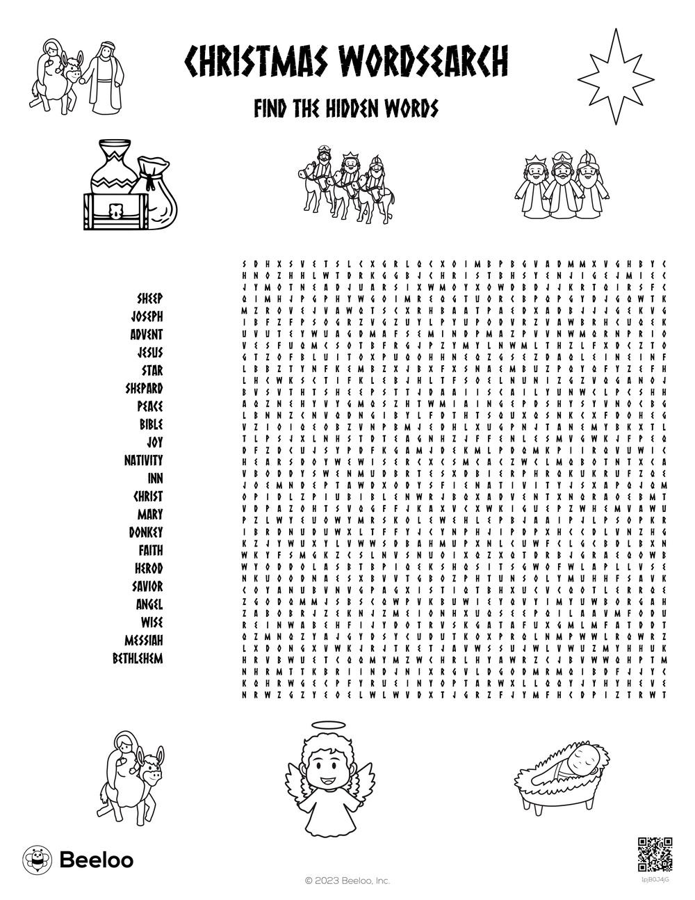 Nativity-Themed Word Searches • Beeloo Printable Crafts And regarding Christmas Nativity Word Search