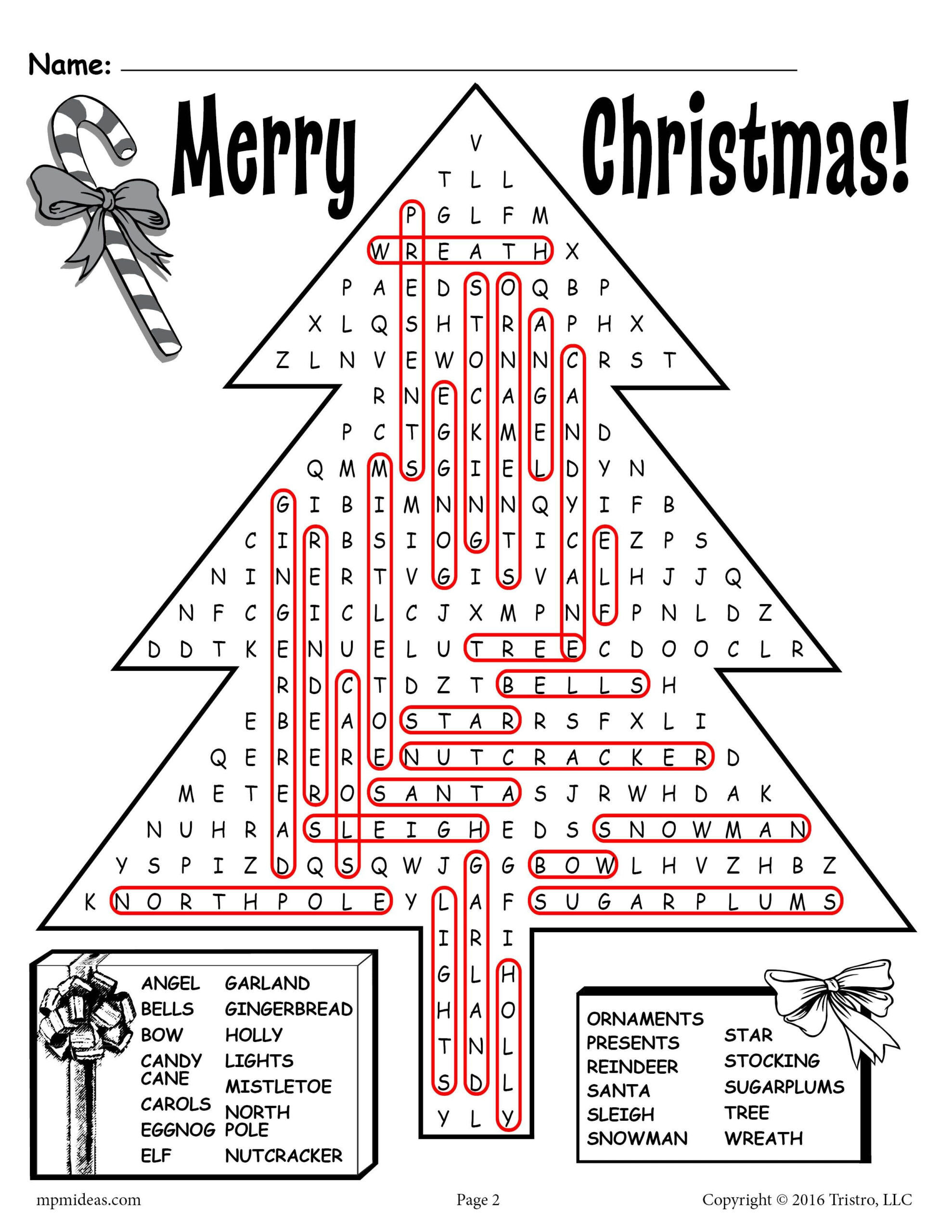 Printable Christmas Word Search! - Digital Download for Christmas Challenge Word Search