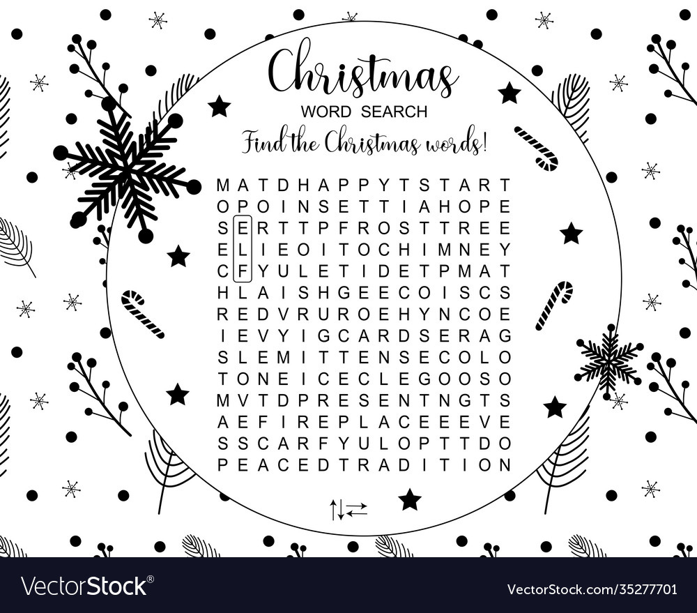 Printable Christmas Word Search Puzzle Royalty Free Vector throughout Christmas Puzzles And Word Searches