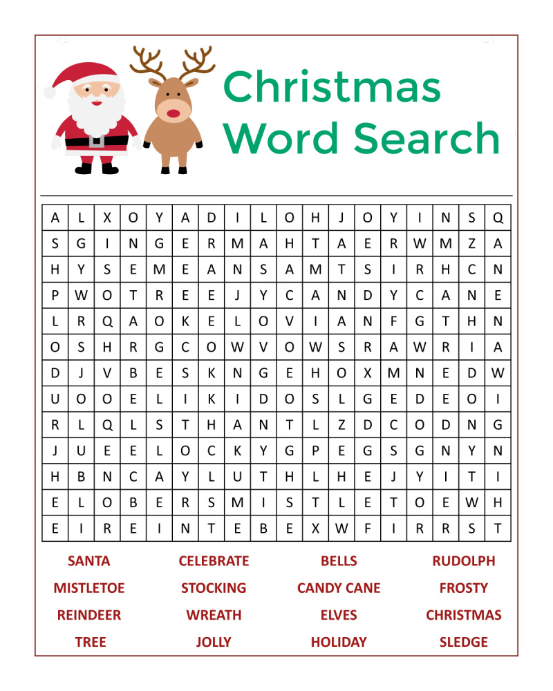 Santa&amp;#039;S Christmas Word Search Activity Page - Mama Likes This for Free Christmas Word Search Puzzles