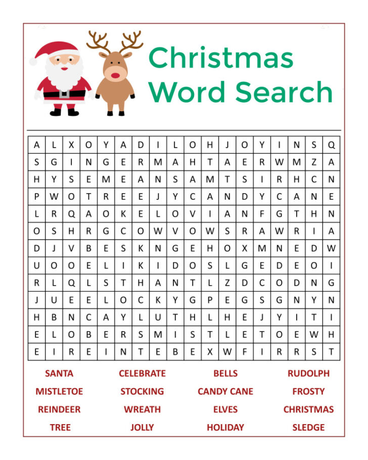 Free Printable Christmas Word Search For Elementary Students