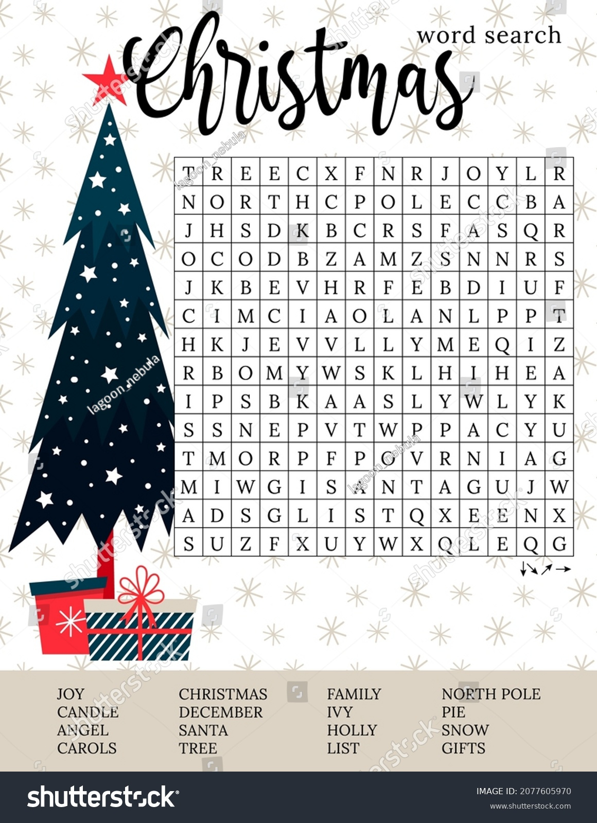 Suchtwortsuche-Puzzle. Winterurlaub-Kreuzworträtsel. Druckbares intended for Christmas Word Search Game