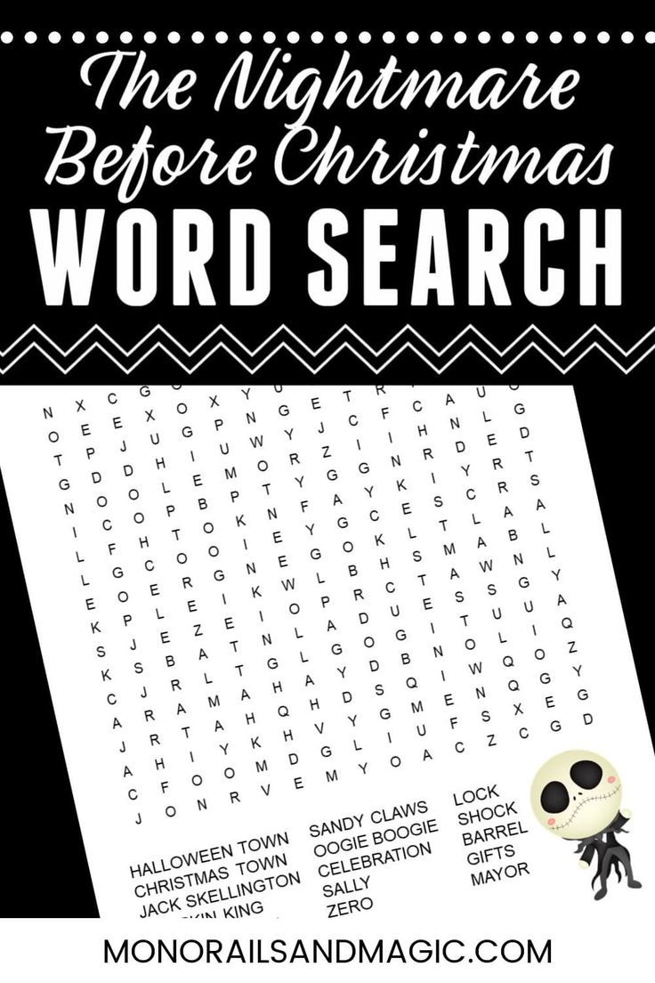 The Nightmare Before Christmas Word Search with regard to Nightmare Before Christmas Word Search