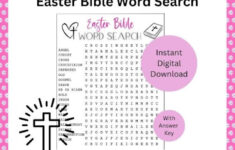 Easter Bible Word Search Game Easter Celebration Printable Game for Easter Religious Word Search