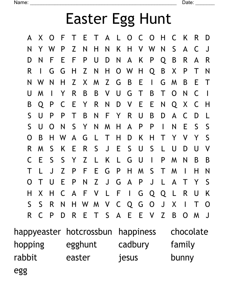 Easter Egg Hunt Word Search - Wordmint in Easter Egg Hunt Word Search