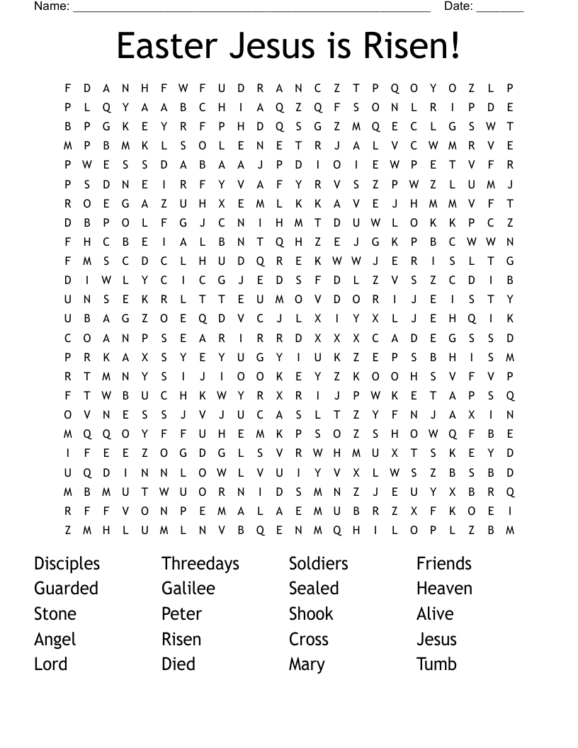 Easter Jesus Is Risen! Word Search - Wordmint inside Easter Word Search Jesus