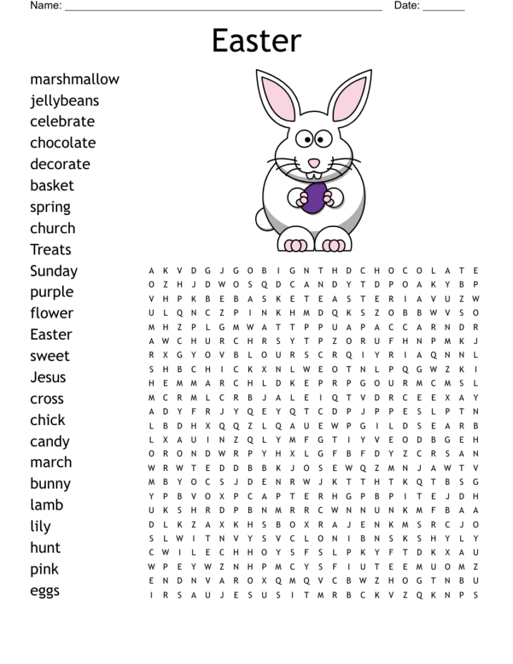 Easter Word Search Kindergarten