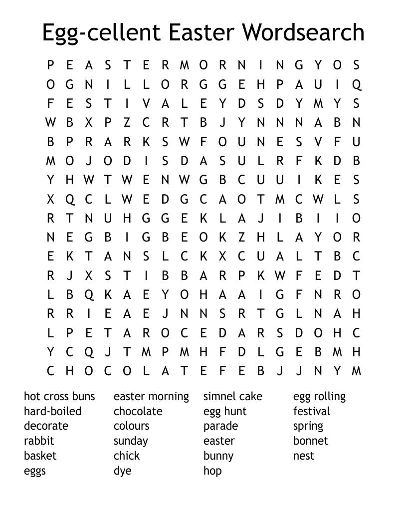 Egg-Cellent Easter Wordsearch - Wordmint throughout Egg Cellent Easter Word Search Answers