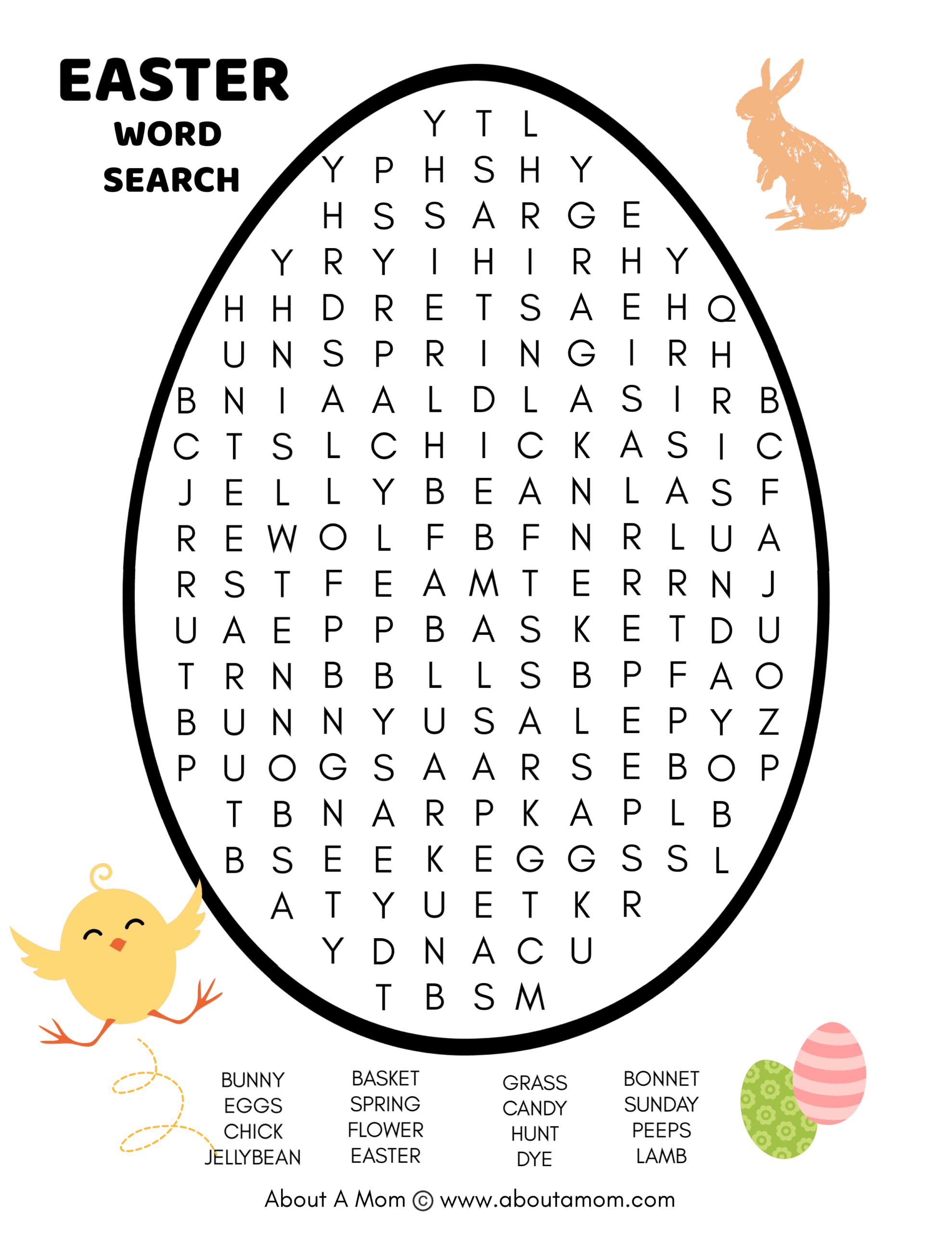 Free Easter Word Search Printable - About A Mom pertaining to Easter Egg Hunt Word Search