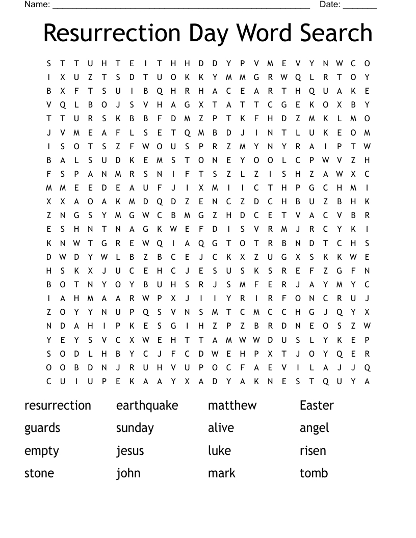Resurrection Day Word Search - Wordmint inside Easter Word Search Jesus