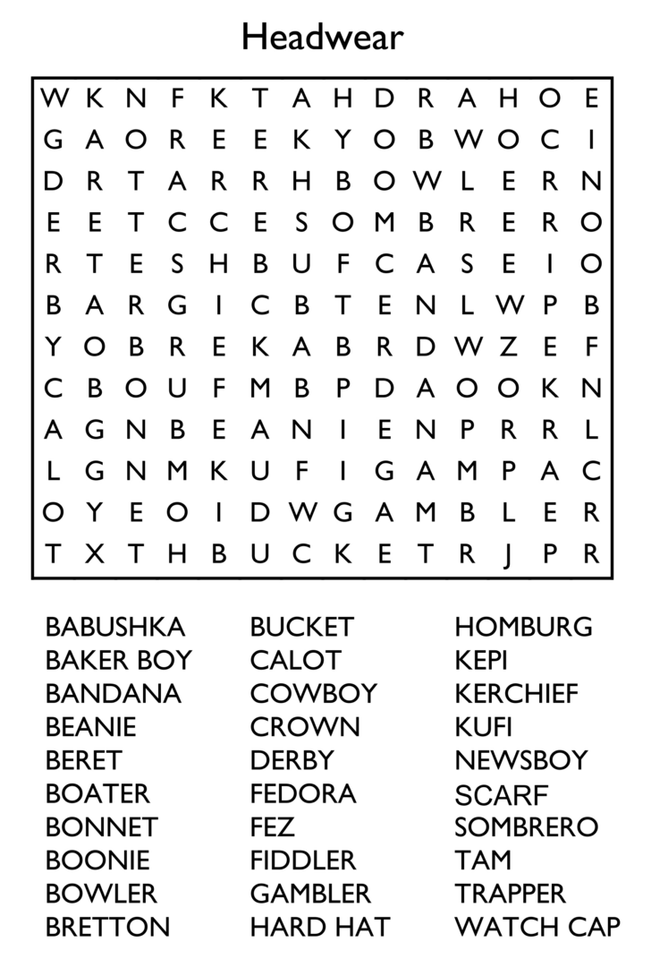 Free Printable Word Search Puzzles For Adults