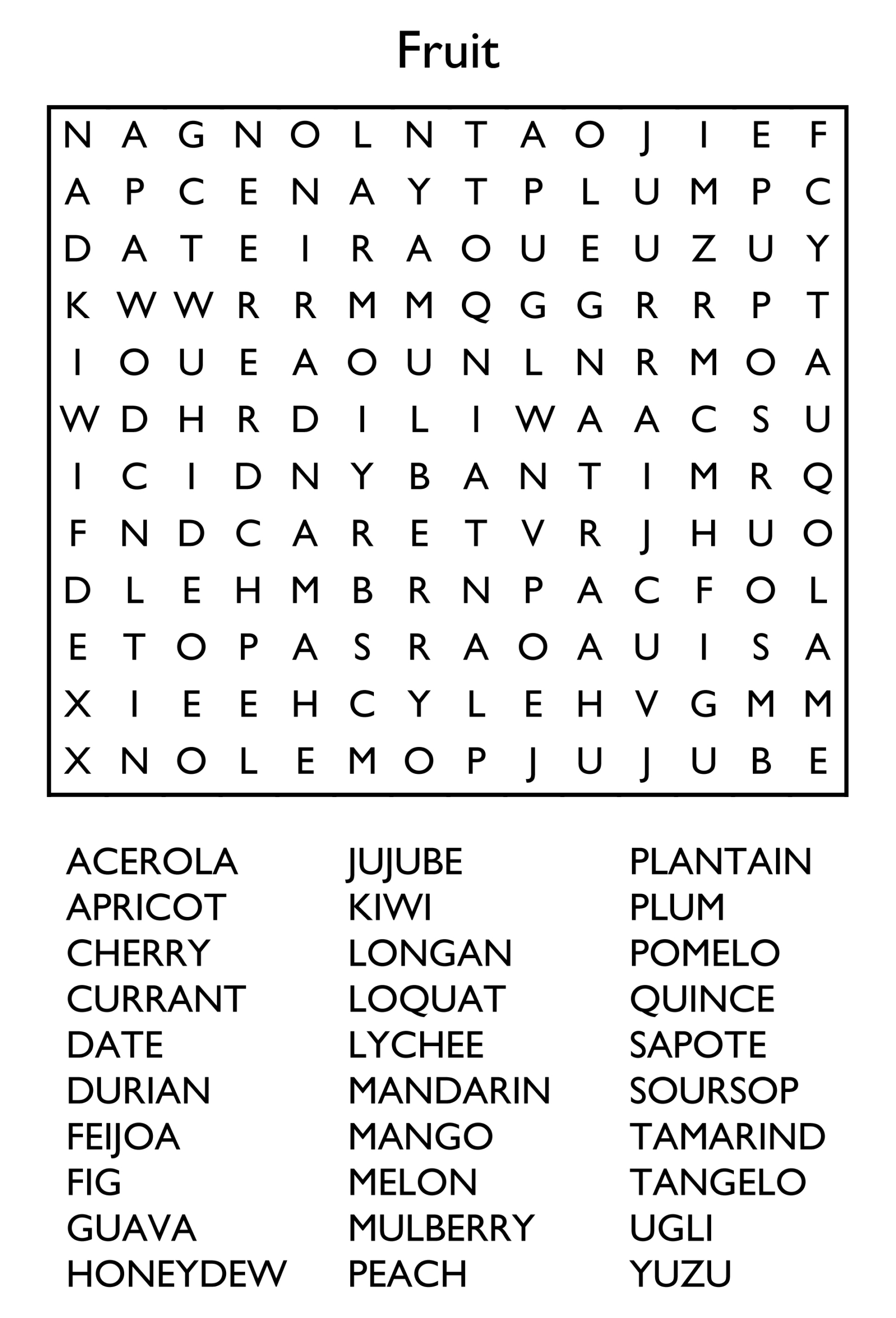 10 Free Printable Word Search Puzzles regarding Printable Word Search Puzzles For Elderly