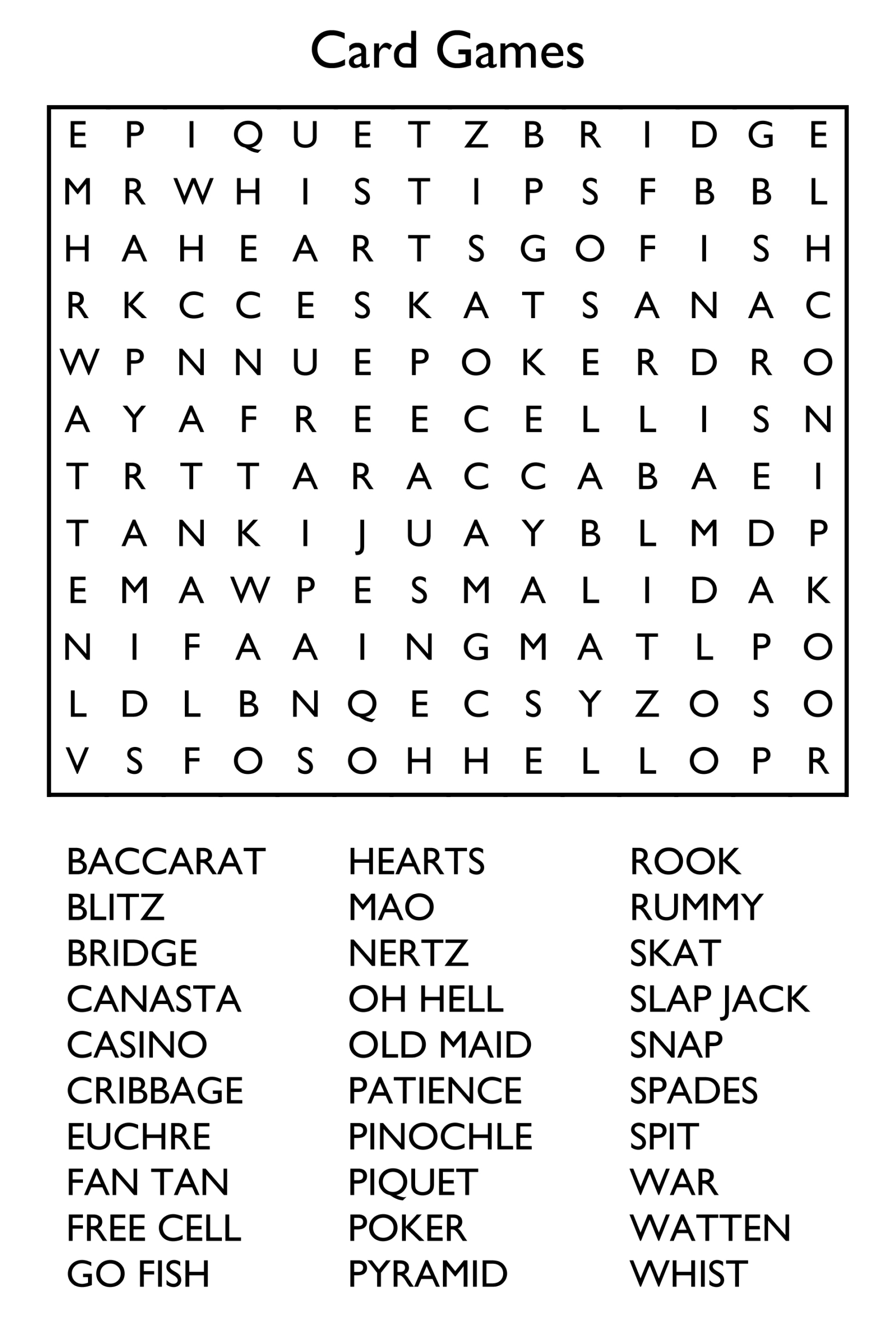 10 Free Printable Word Search Puzzles within Word Searches Printable Large Print
