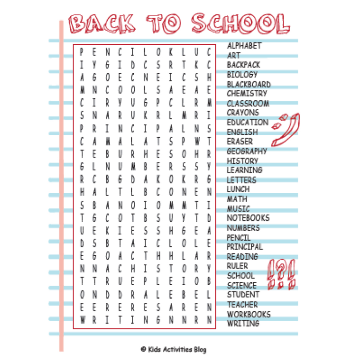 Free Printable Word Search Elementary School