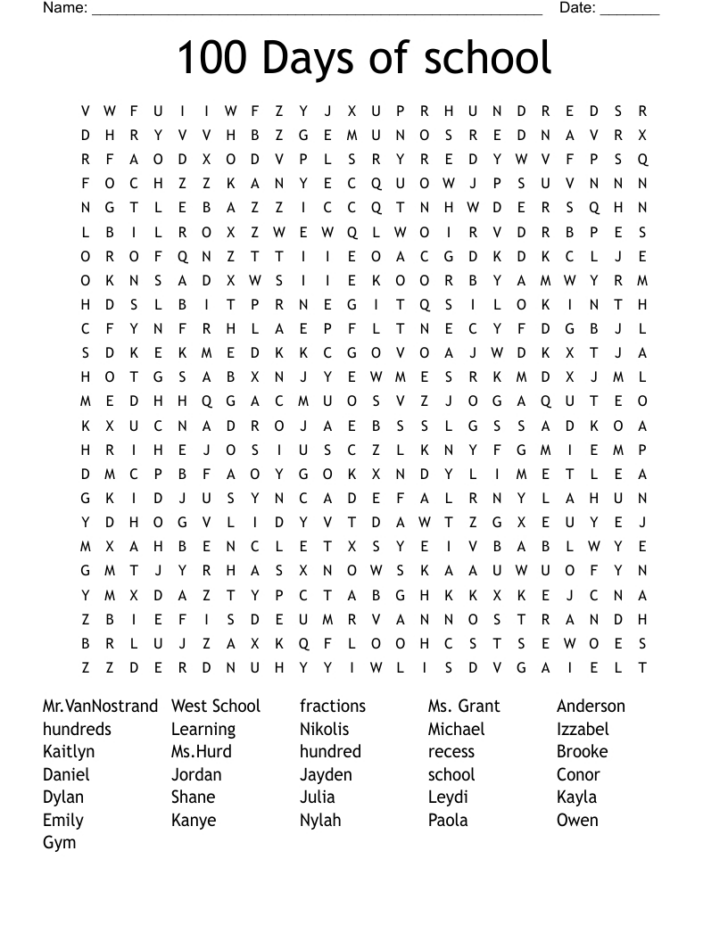 Free Printable 100 Word Word Search