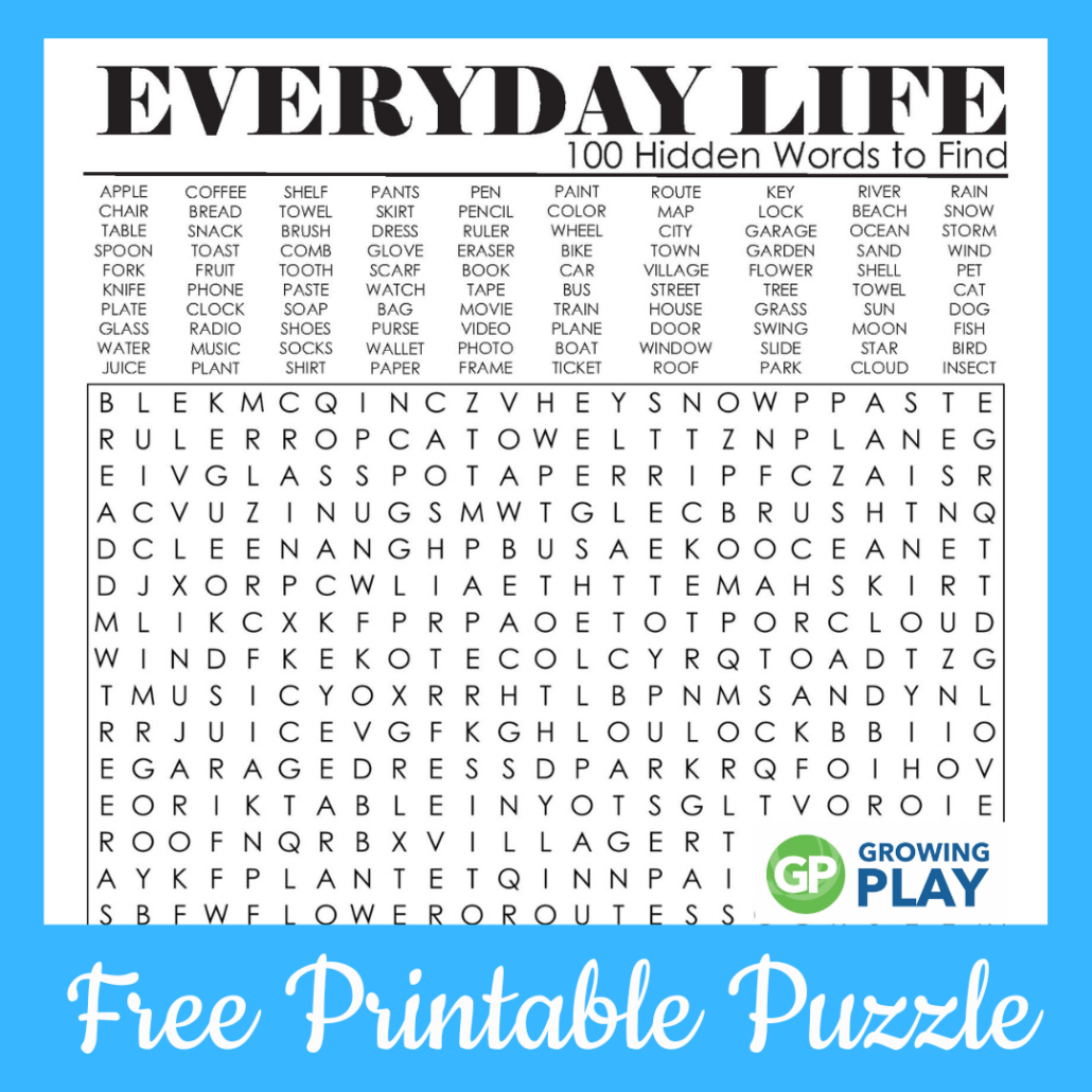 100 Hard Word Search Puzzles Printable - Free - Growing Play regarding Free Word Search Printable For Adults