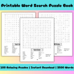 100 Themed Word Search Puzzle Book: Printable, Fun & Relaxing Word With Regard To Printable Word Search Puzzle Book