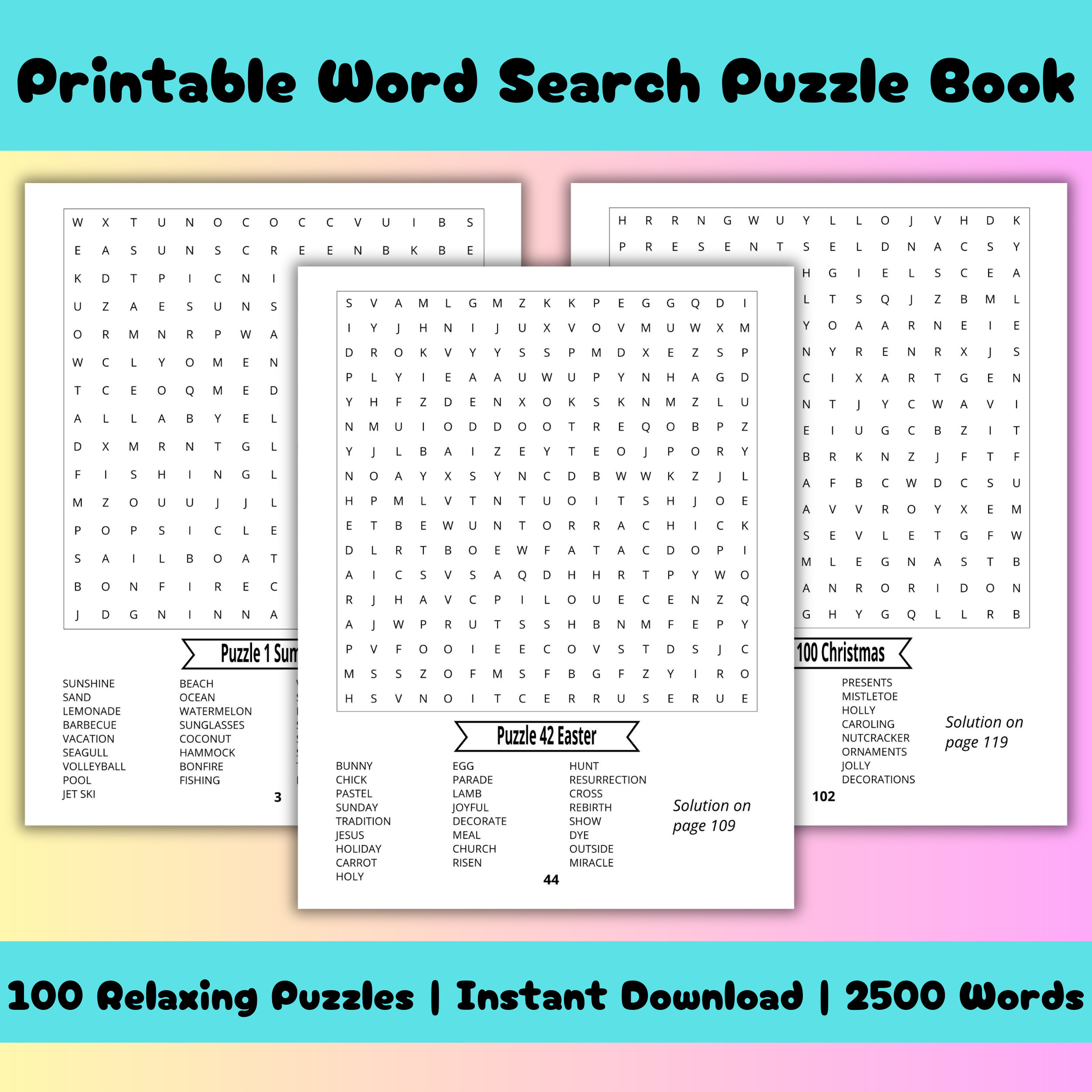 100-Themed Word Search Puzzle Book: Printable, Fun &amp;amp; Relaxing Word with regard to Printable Word Search Puzzle Book