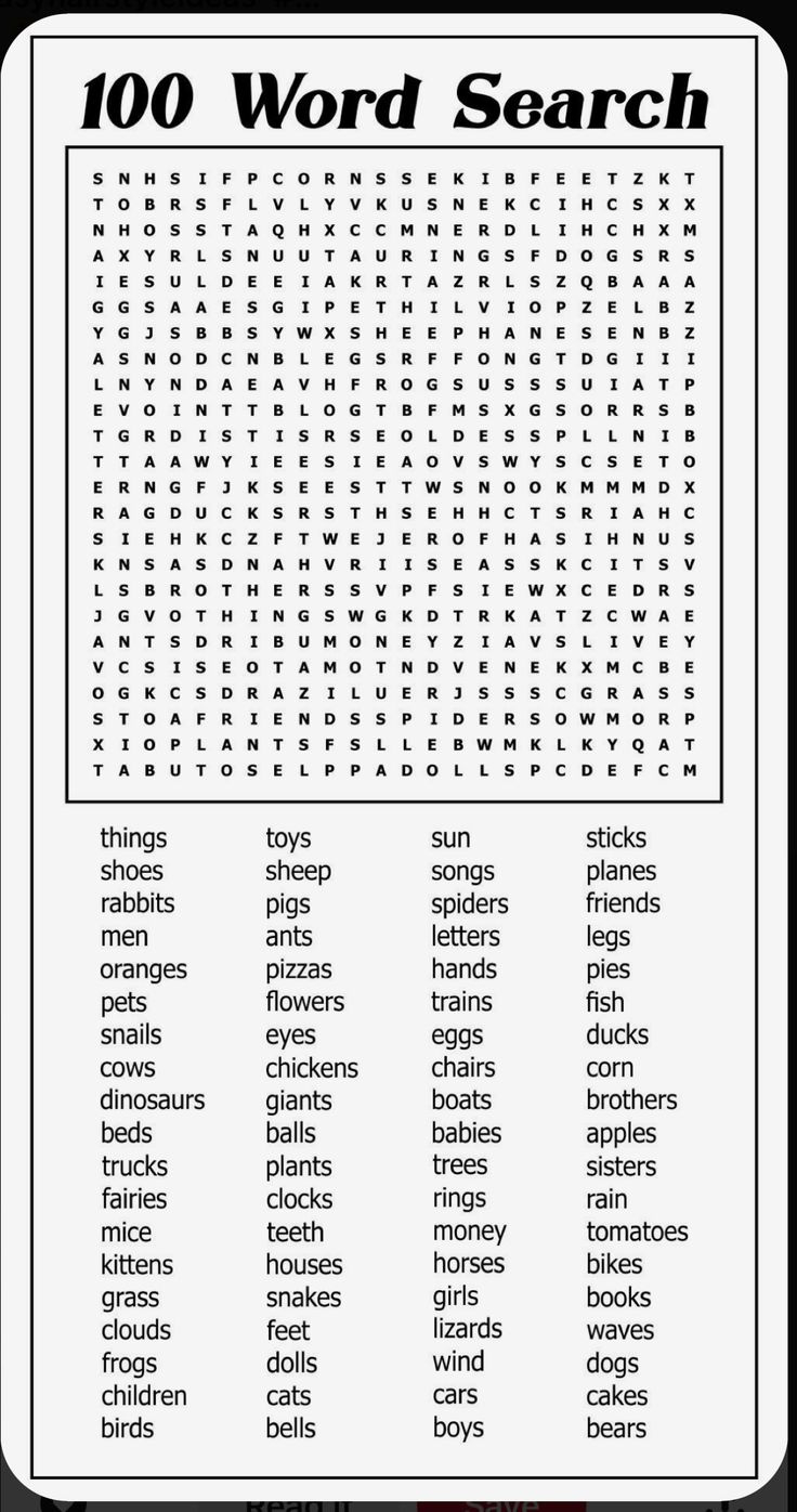 100 Words Word Search Puzzle for 100 Word Word Searches Printable