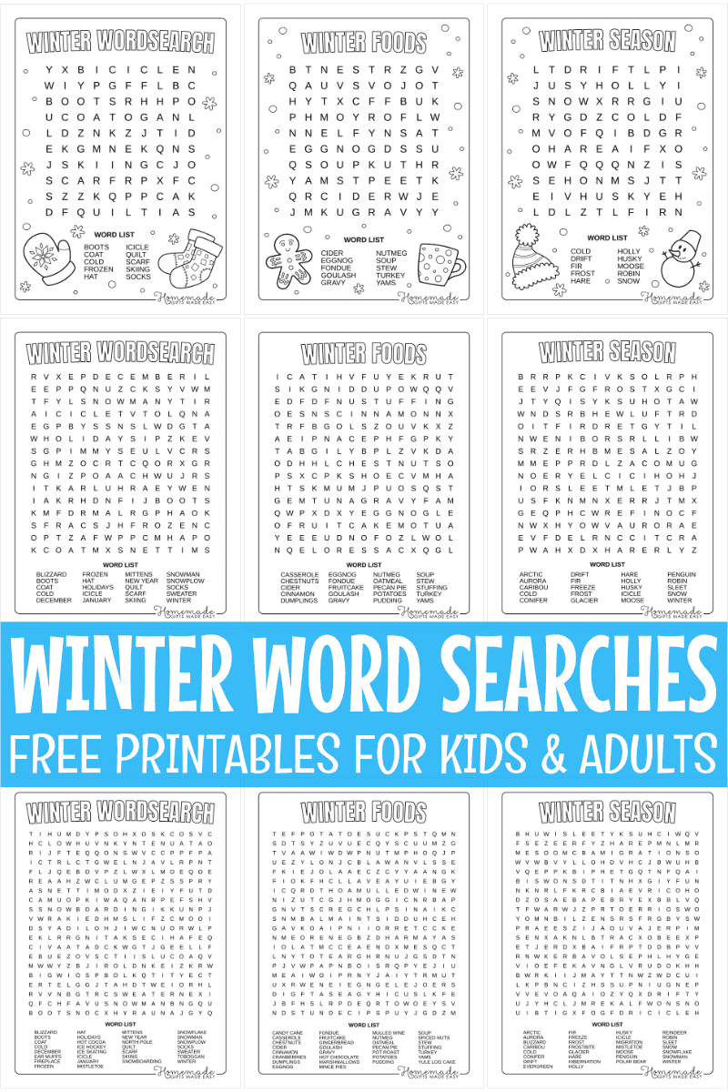 18 Best Free Printable Winter Word Search Puzzles For Kids pertaining to Homemade Gifts Made Easy Word Searches