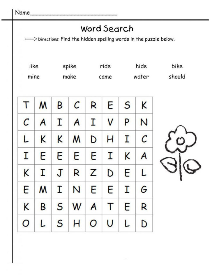Printable Word Search Grade 1