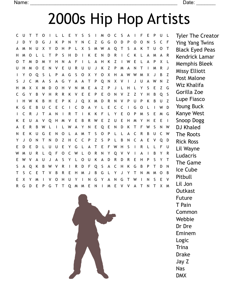 2000S Hip Hop Artists Word Search - Wordmint with regard to Printable Music Word Search Puzzles