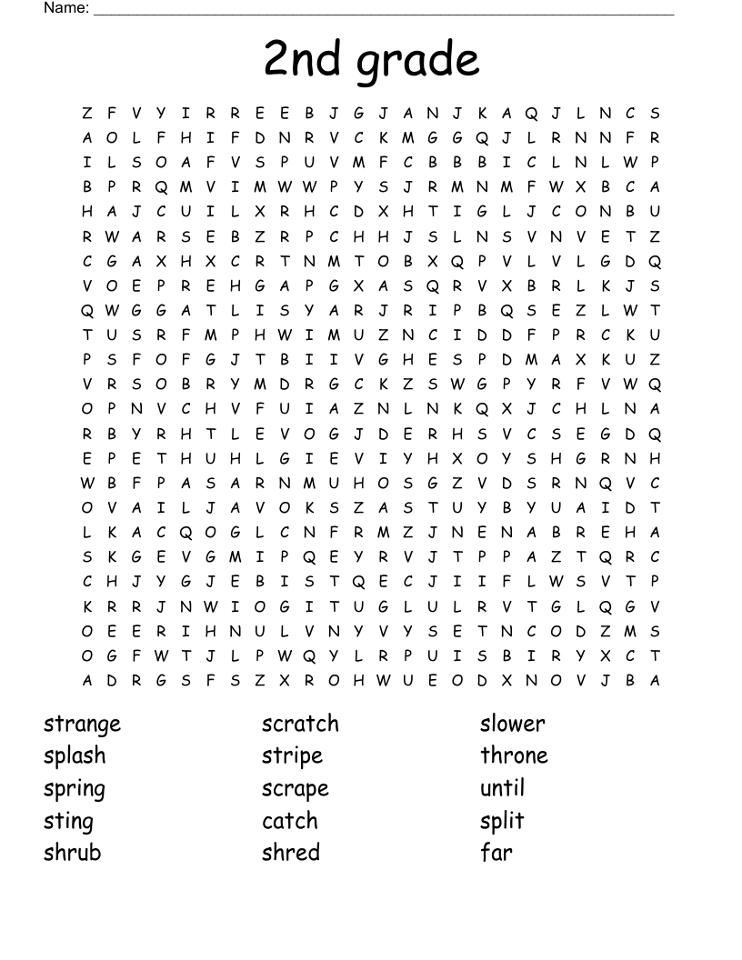 2Nd Grade Word Search - Wordmint for Free Printable Word Search Puzzles For Second Graders