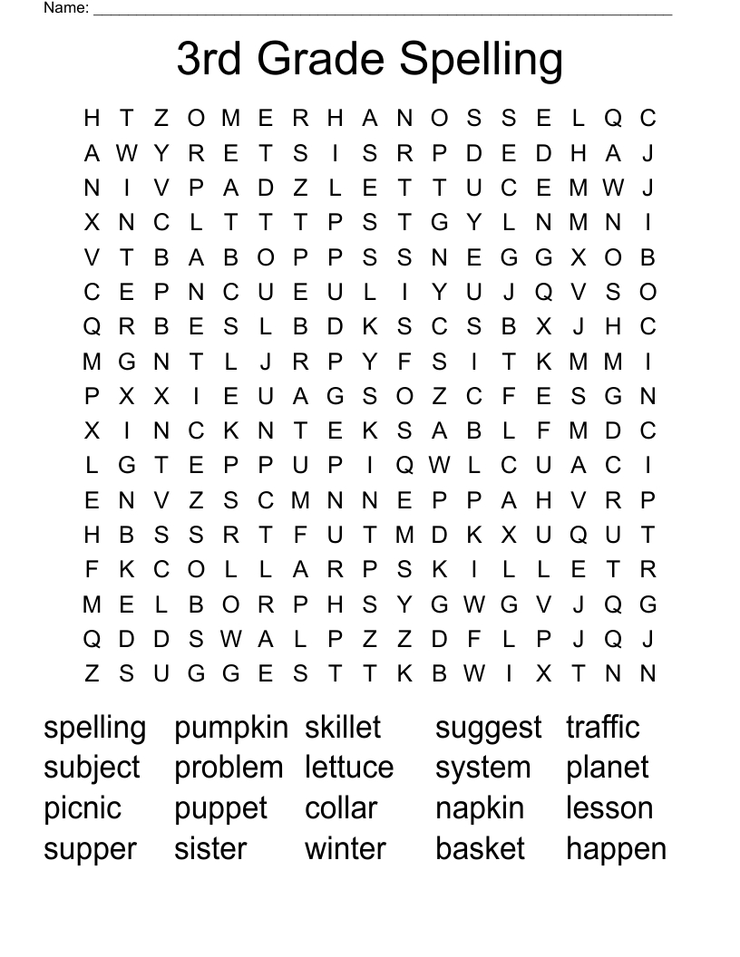 3Rd Grade Spelling Word Search - Wordmint throughout Word Search For 3rd Graders Free Printable