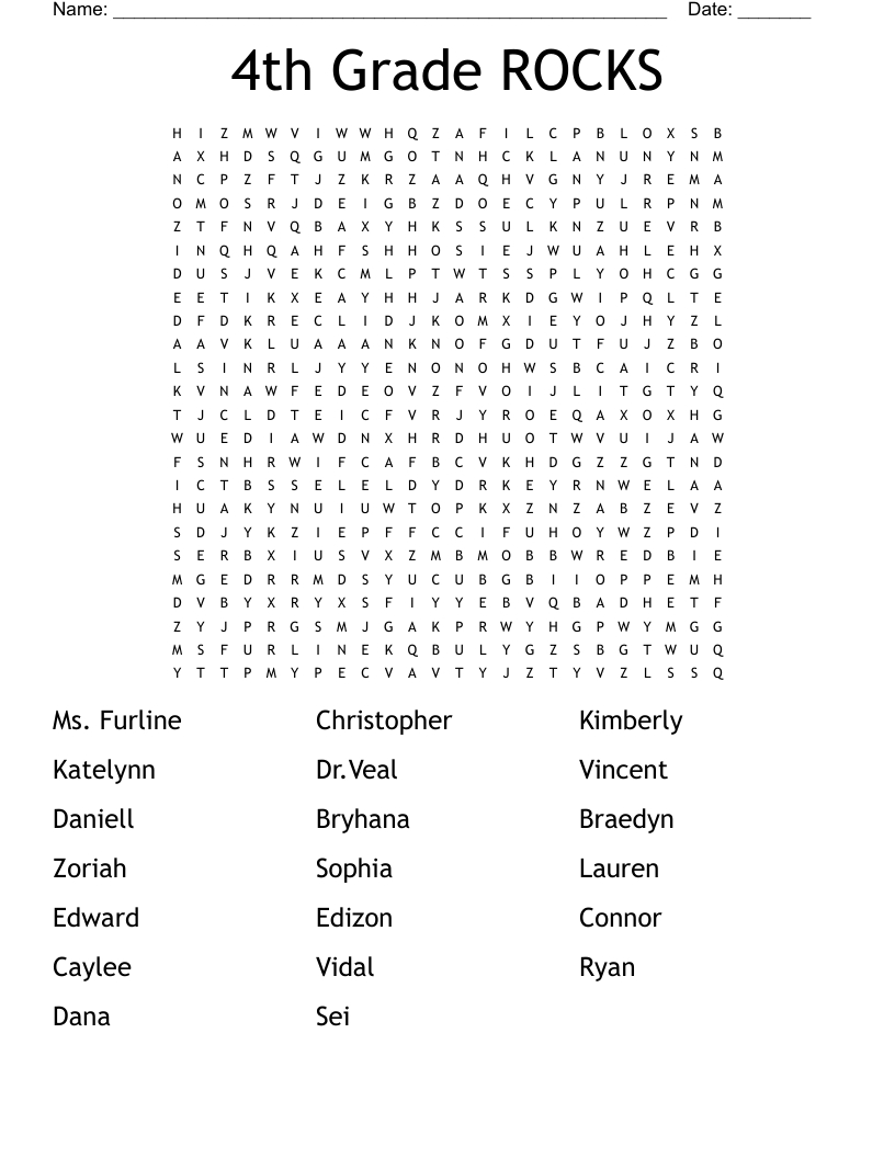 4Th Grade Rocks Word Search - Wordmint intended for Printable Word Search For 4th Grade