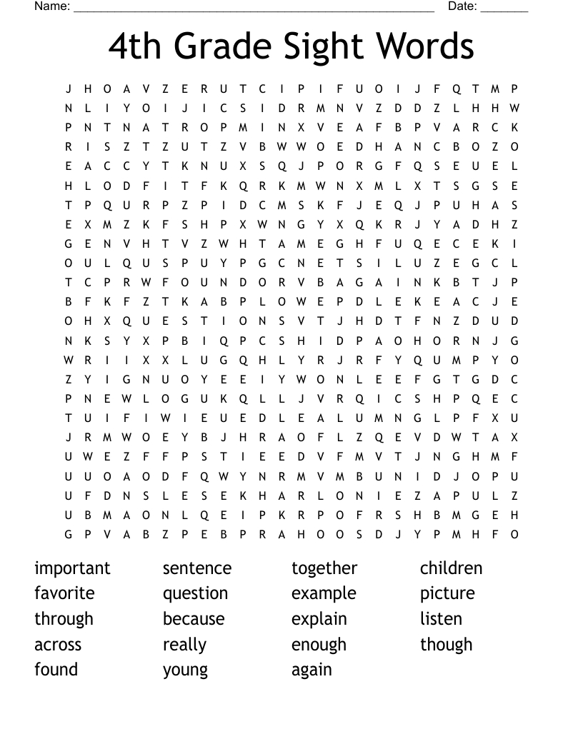 4Th Grade Sight Words Word Search - Wordmint with regard to Free Printable Word Search For Grade 4
