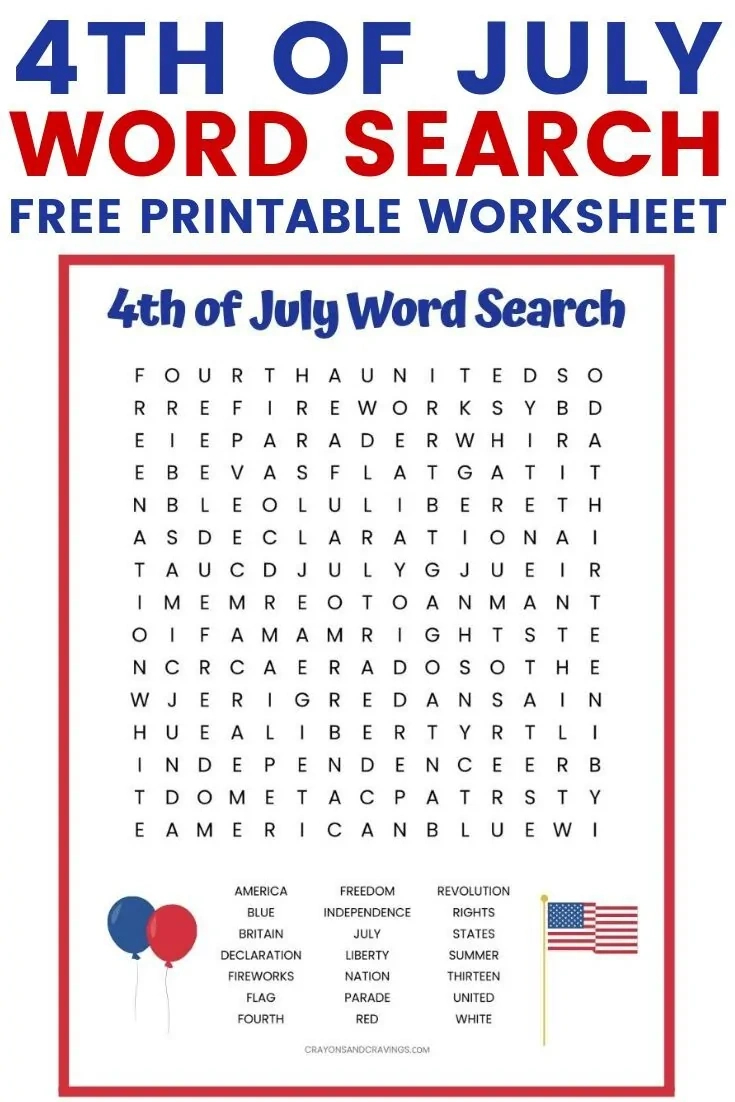 4Th Of July Word Search (Free Printable Worksheet For Kids) with regard to United States Word Search Free Printable