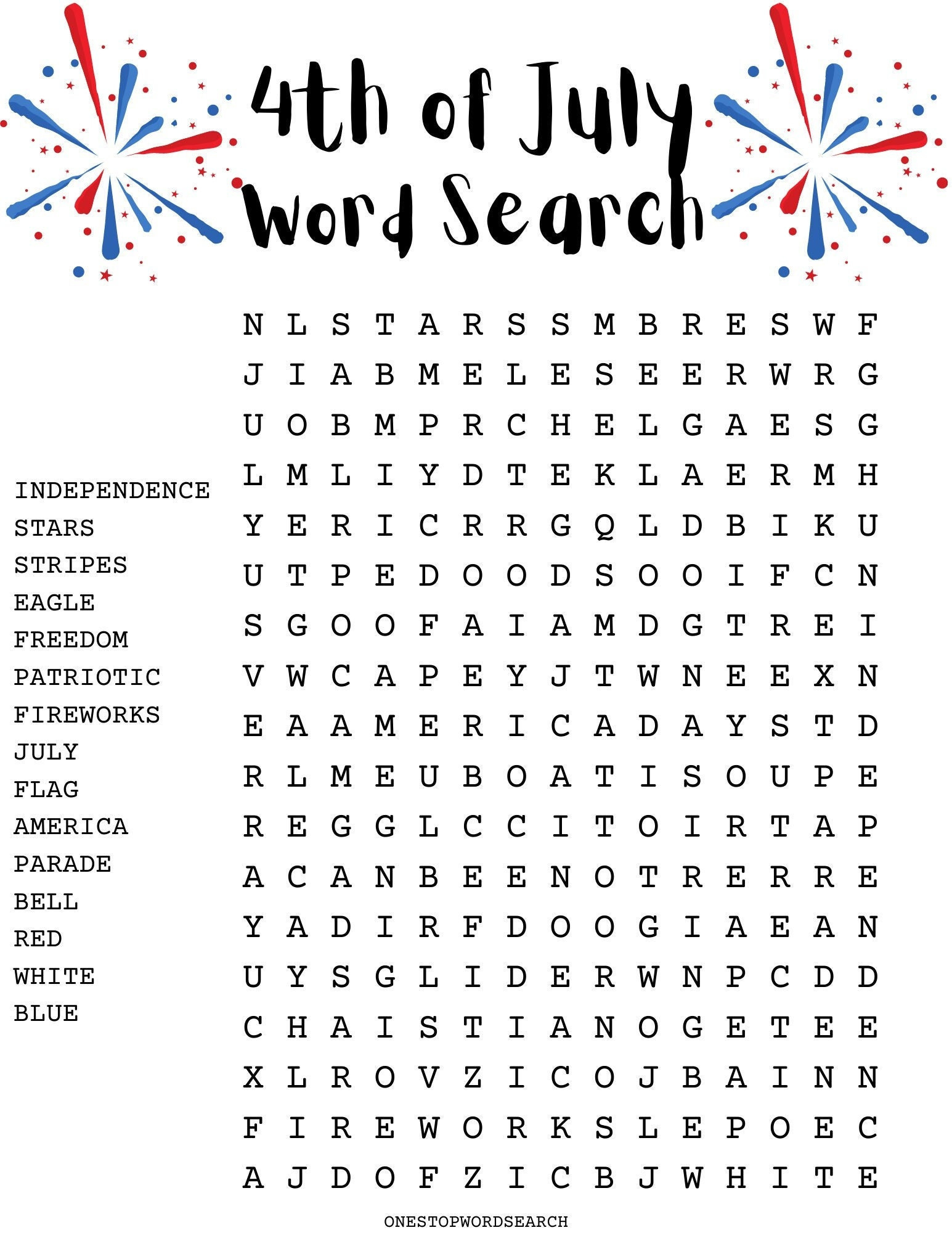4Th Of July Word Search Puzzle With Answer Sheet| Fourth Of July pertaining to Independence Day Printable Word Search