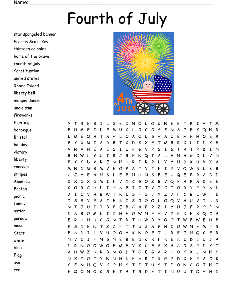 4Th Of July Word Search - Wordmint pertaining to 4Th Of July Word Search Printable