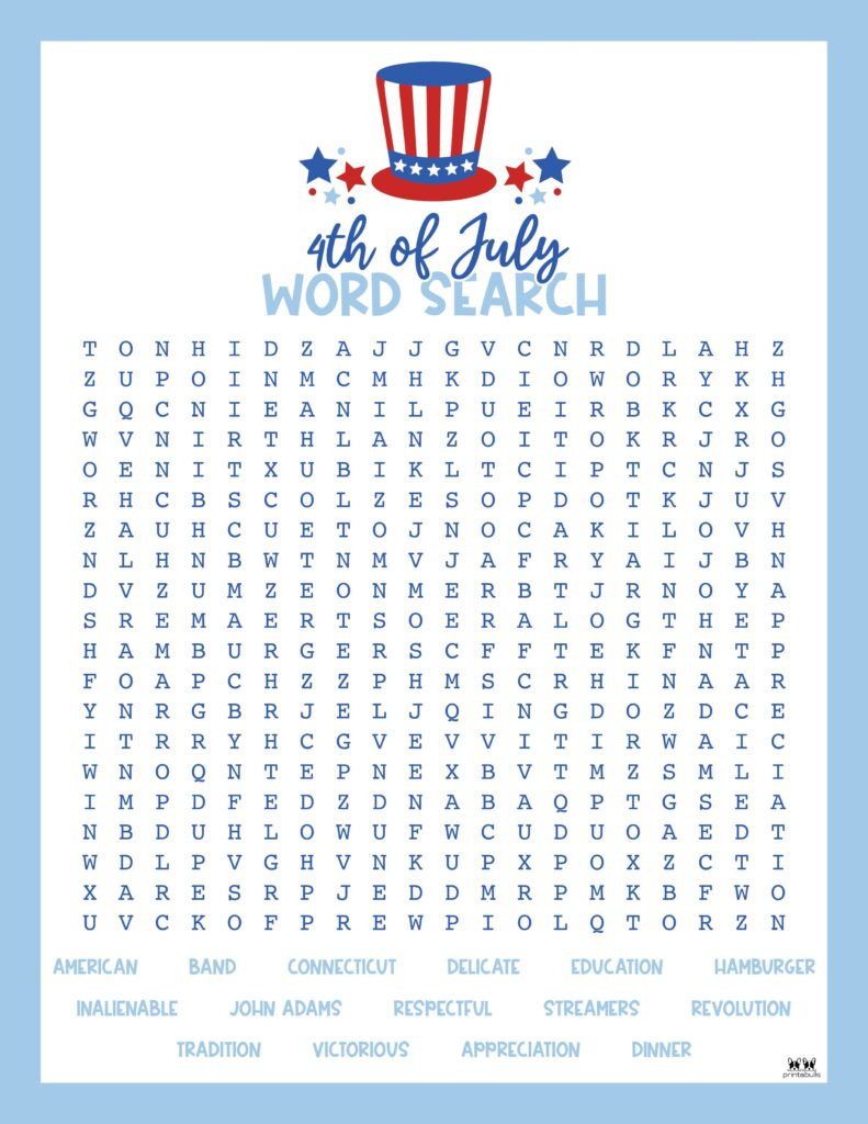 4Th Of July Word Searches - 20 Pages | Printabulls with Fourth Of July Word Search Free Printable