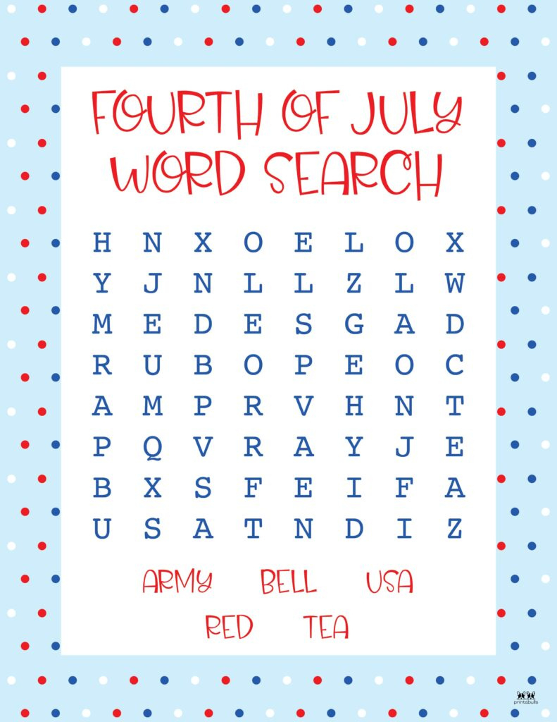 4Th Of July Word Searches - 20 Pages | Printabulls with regard to July Word Search Printable