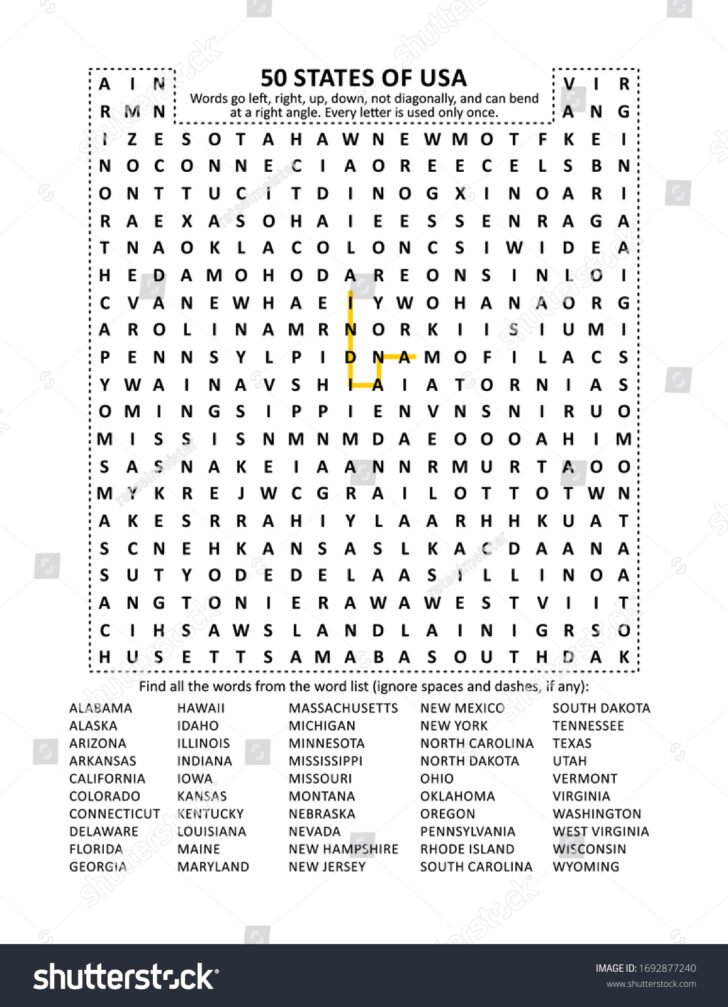 Printable Word Search 50 States