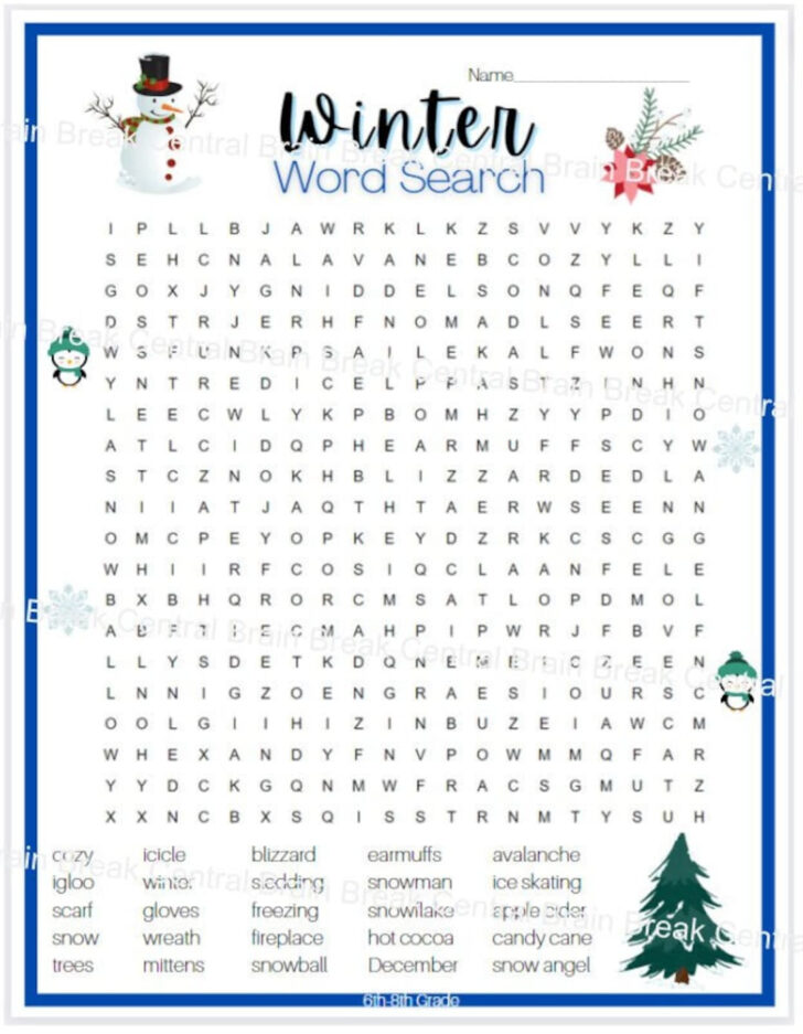 Printable Word Search For 8th Grade