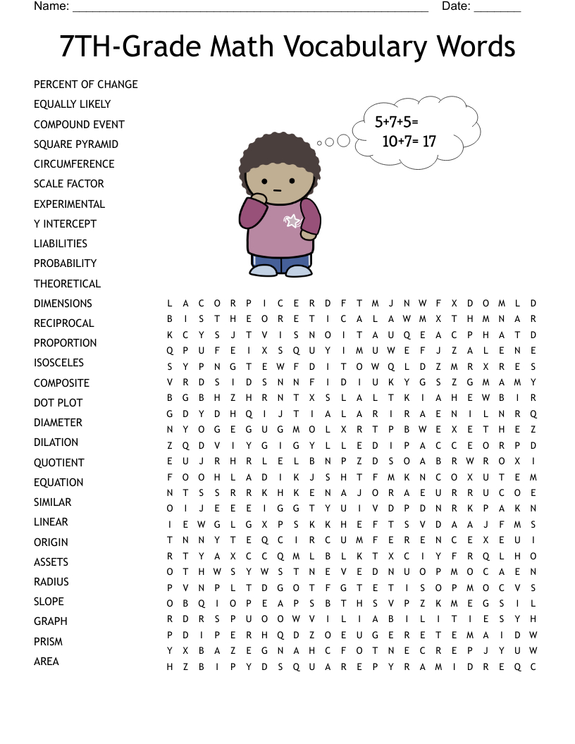 7Th-Grade Math Vocabulary Words Word Search - Wordmint inside Word Search Puzzles For 7Th Grade Printable