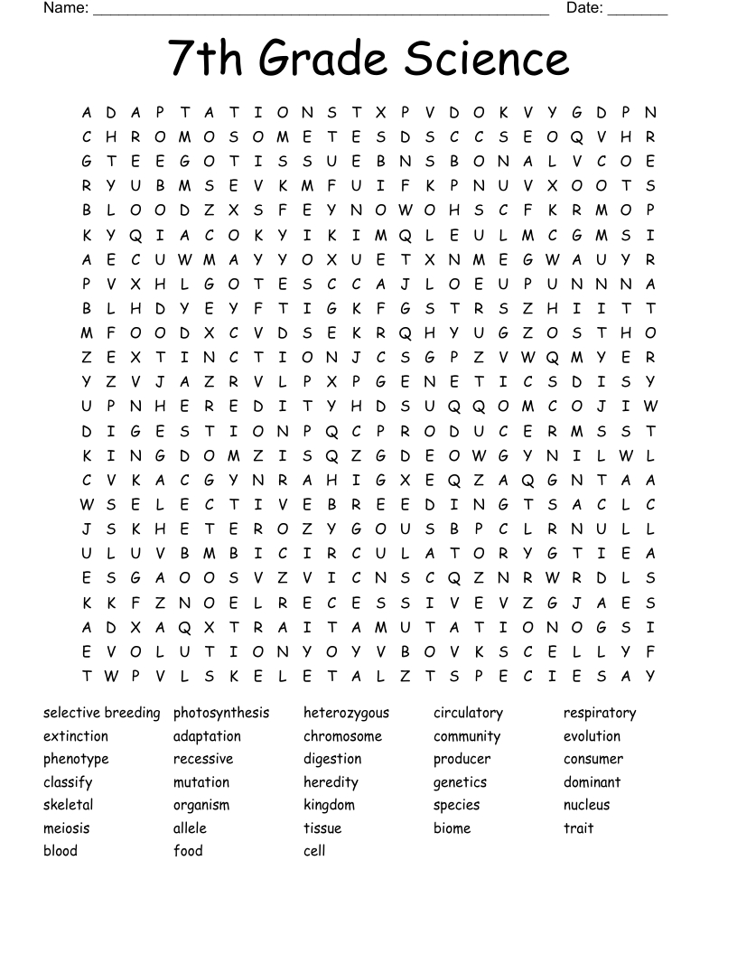 7Th Grade Science Word Search - Wordmint throughout 7Th Grade Science Word Search Printable