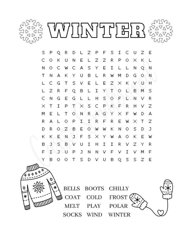 8 Fun Winter Word Searches - Cassie Smallwood with 2Nd Grade Free Printable Word Search
