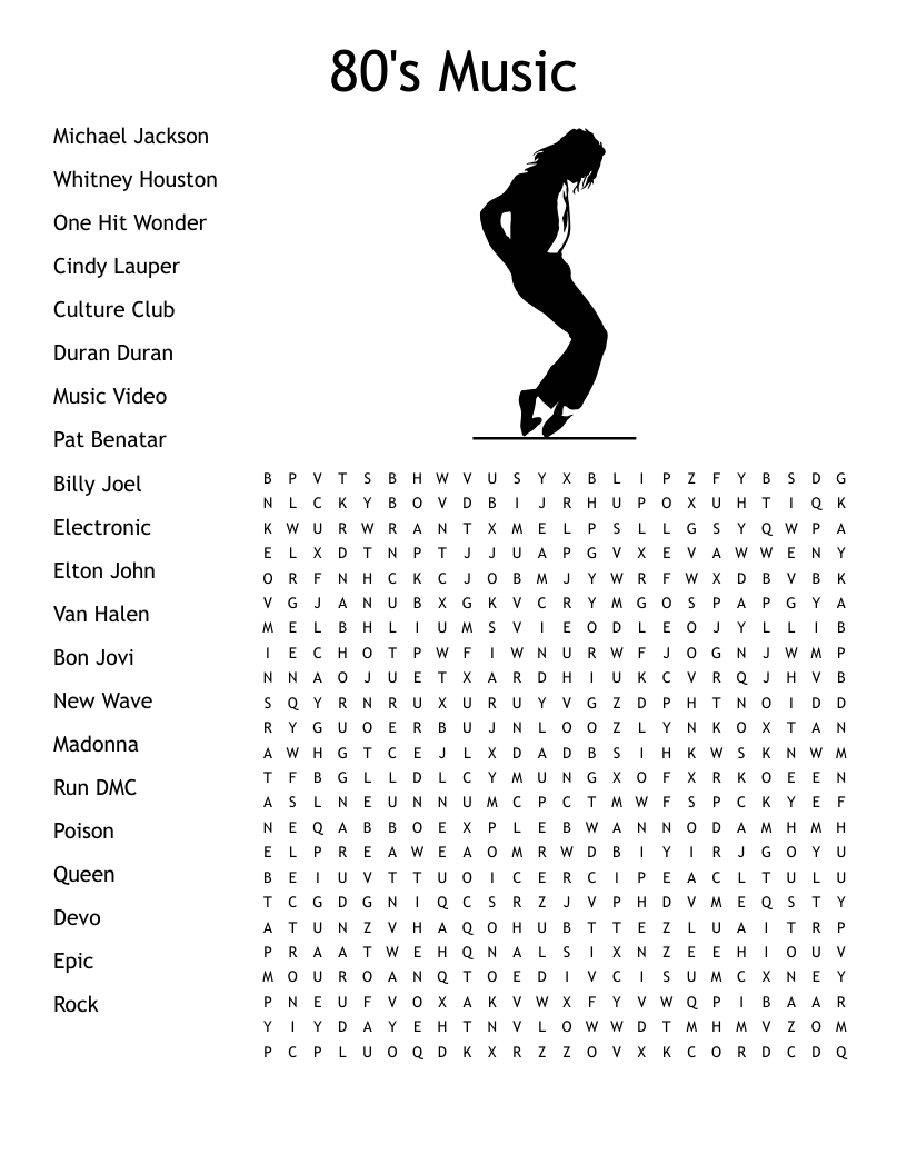 80&amp;#039;S Music Word Search - Wordmint regarding 80s Word Search Printable
