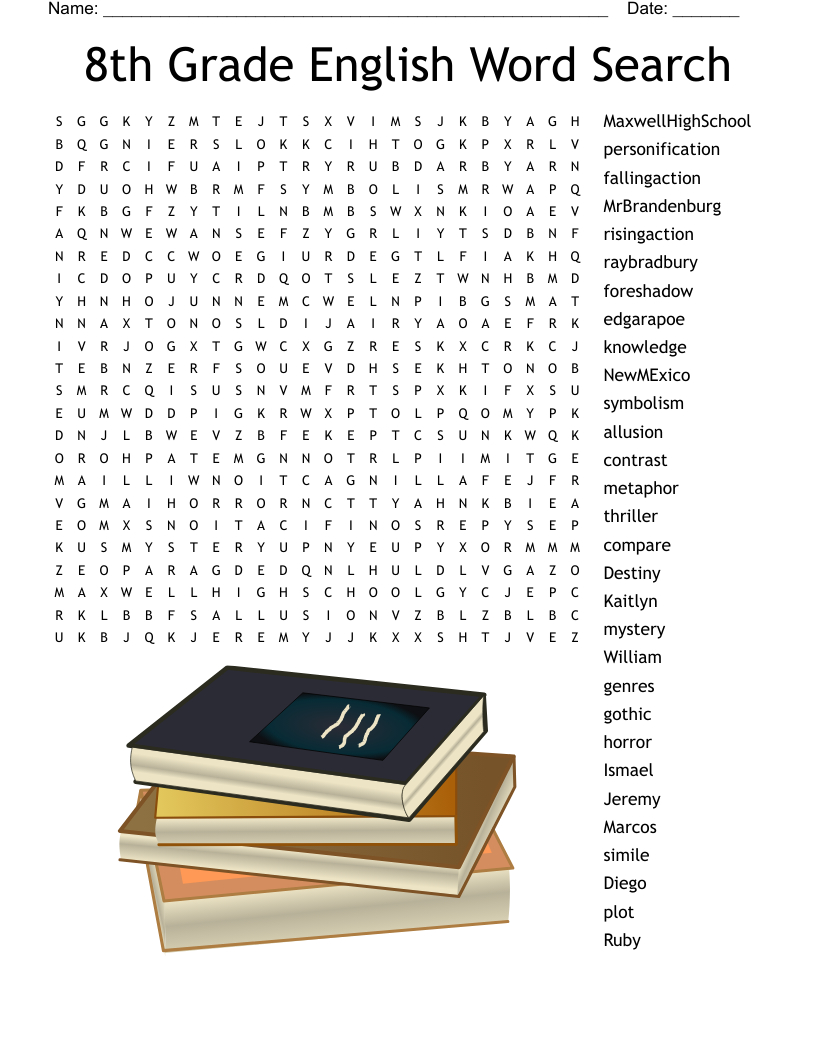 8Th Grade English Word Search - Wordmint for Free Printable Word Search For 8th Graders