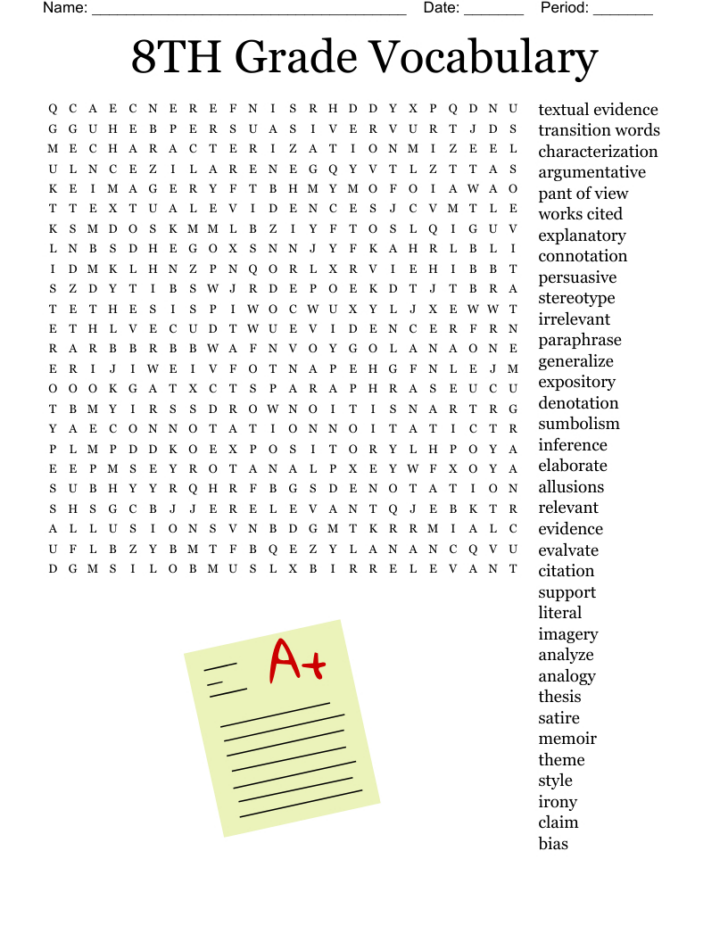 8th Grade Word Search Printable 8th Grade Word Search Printable