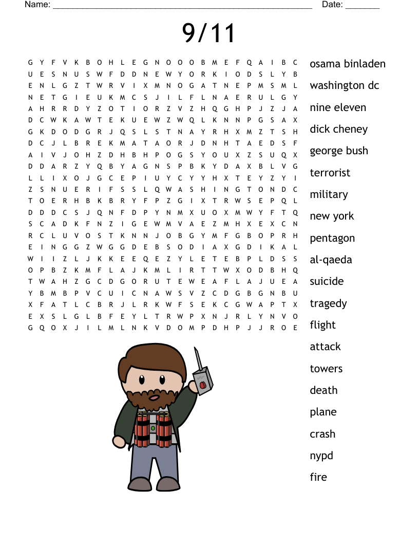 9/11 Word Search - Wordmint regarding 9/11 Word Search Printable